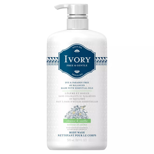 Ivory Free & Gentle Cleanse & Soothe Body Wash, 500 mL