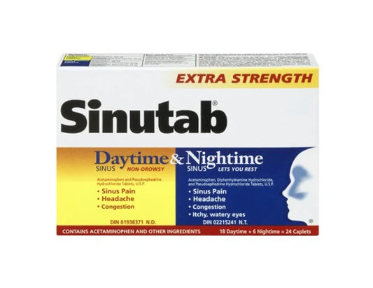 Sinutab Sinus Extra Strength Day/Night, 24 Caplets