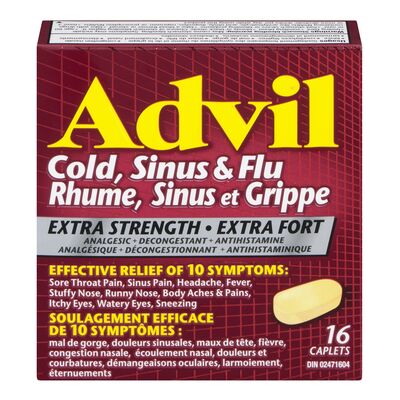 Advil Cold Sinus Flu Extra Strength Caplets - 16 Count – Symington Pharmacy