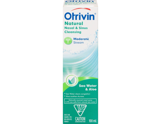 Otrivin Moderate Stream Saline Nasal Decongestant Spray Sea Water & Aloe, 100 mL
