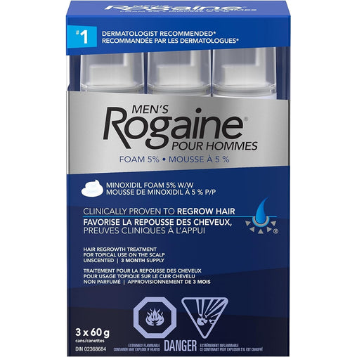 Rogaine Hair Growth Treatment For Men 5% Minoxidil Foam - 3 x 60g