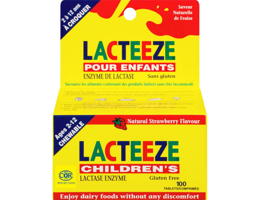Lacteeze for Children Lactase Enzyme - 100 Chewable Tablets