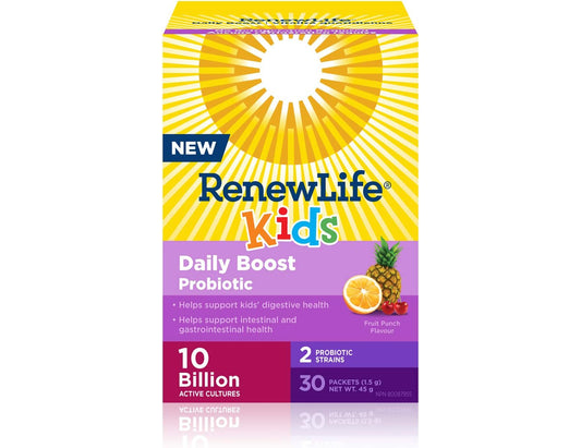 Renew Life Kids Daily Boost Probiotic, Fruit Punch Flavour, 10 Billion, 30 Packets