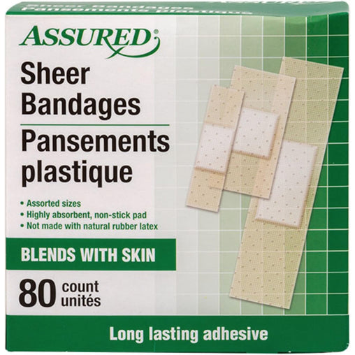 Assured Sheer Bandages Assorted Sizes - 80 Count