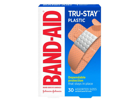 BAND-AID Tru-Stay Plastic Bandages - Assorted Sizes, 30 ct