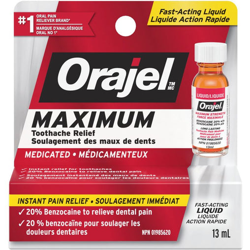Orajel Maximum Toothache Relief Fast-Acting Liquid, 13 mL