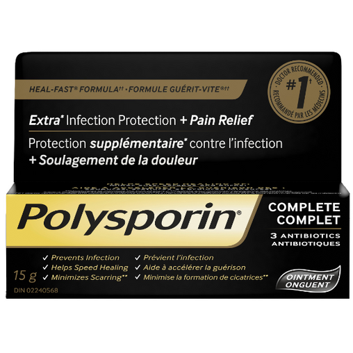 Polysporin Complete Antibiotic Ointment Heal-Fast Formula 15g 15 g
