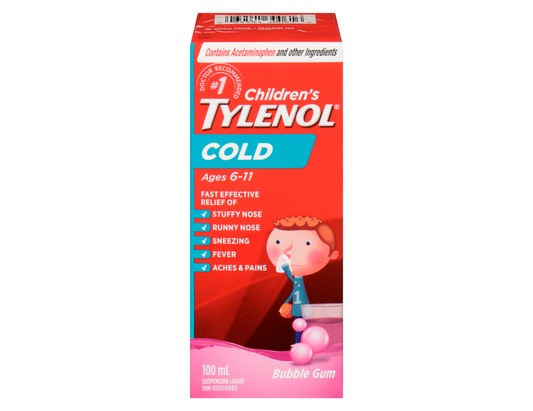 Tylenol Cold Oral Suspension for Children, Bubble Gum - 100mL