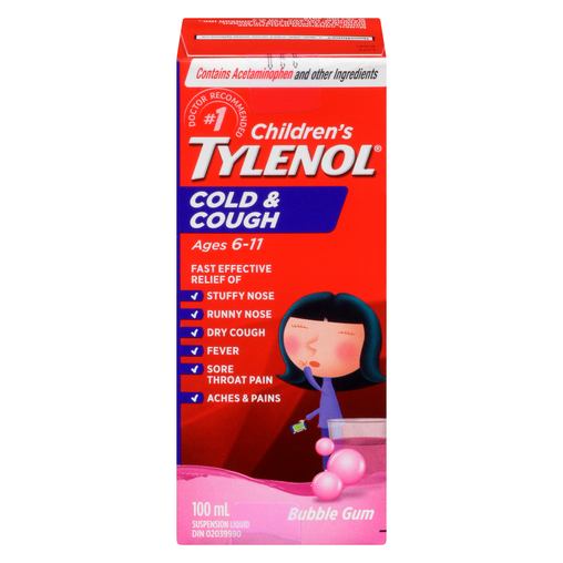 Tylenol Children's Cold & Cough Relief – Bubblegum Flavor – 100ml