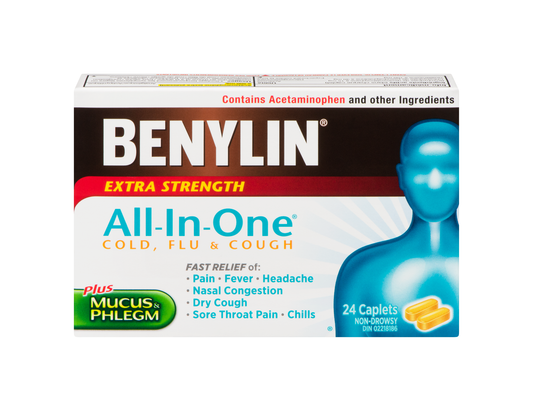 Benylin All-in-One Cold & Flu Relief - 24 Caplets