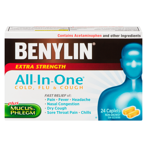 Benylin All-in-One Cold & Flu Relief - 24 Caplets