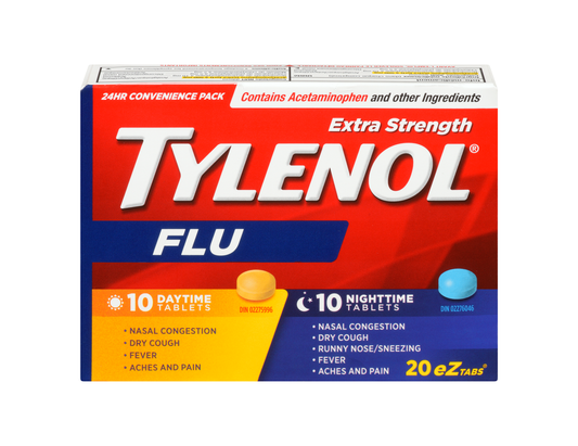Tylenol Extra Strength Flu Relief Day/Night, EZTabs, 20 Tablets