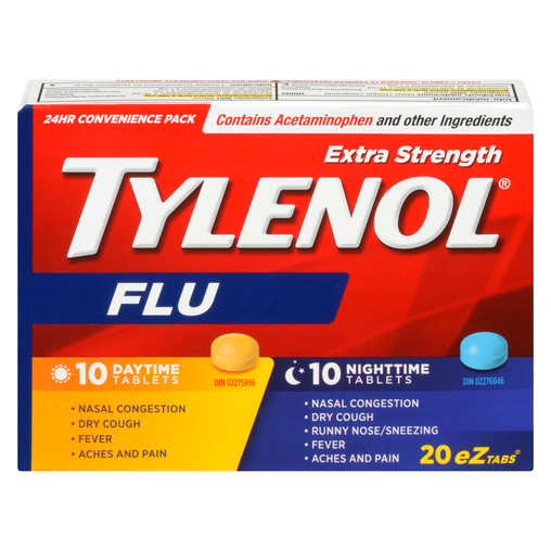 Tylenol Extra Strength Flu Relief Day/Night, EZTabs, 20 Tablets