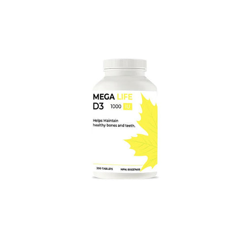 Mega Life D3 1000 IU Tablets - 200 Count