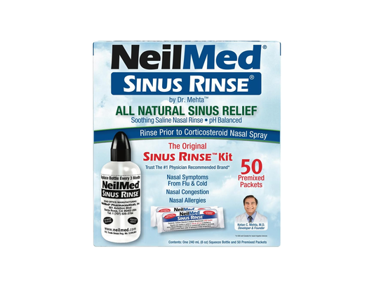 NeilMed - Sinus Rinse Complete Kit - Bottle + 50 Premixed Packets - current product packaging