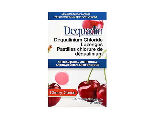 Dequadin - Antibacterial Dequalinium Chloride Throat Lozenges, Cherry - 16 Lozenges - current product packaging
