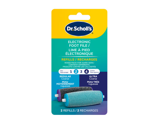 Dr. Scholl's Electric Foot File Roller Refills, Regular and Ultra Coarse - 2 Count product packaging