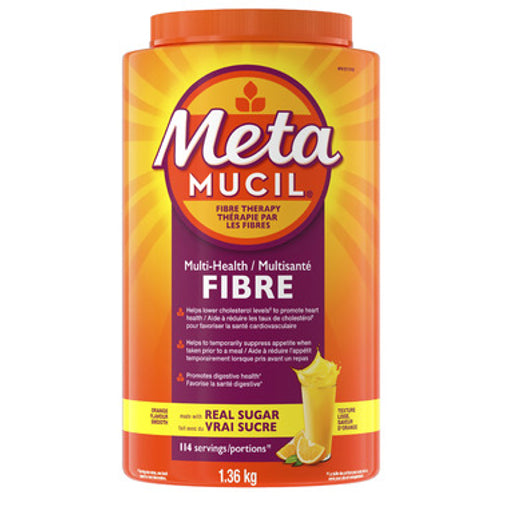 Metamucil Multi-Health Fibre Powder, Orange with Real Sugar, 1.36 kg