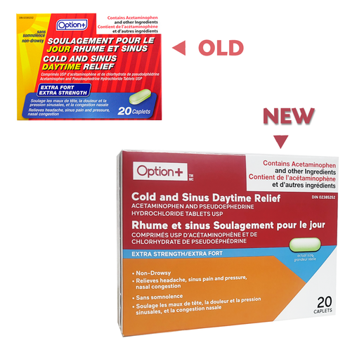 Option+ - Extra Strength Cold & Sinus Daytime Relief - 20 Caplets - supplementary product image 2