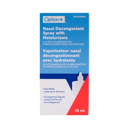 Option+ - Nasal Decongestant Spray with Moisturizers - 30 mL - current product packaging