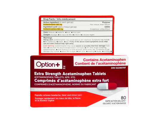 Option+ Extra Strength 500 mg - 80 Gelcaps product packaging