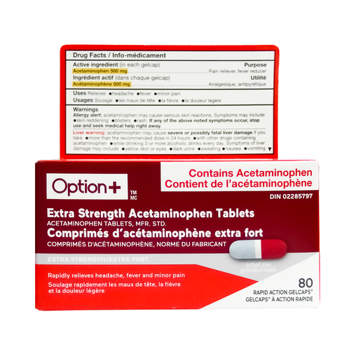 Option+ Extra Strength 500 mg - 80 Gelcaps product packaging