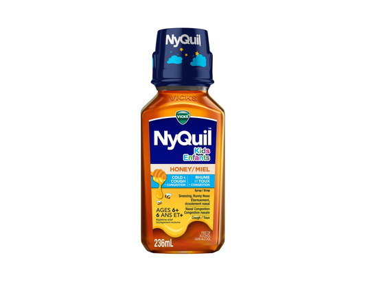 Vicks - Kids NyQuil Cold & Cough + Congestion Syrup, Honey - 236 mL - current product packaging
