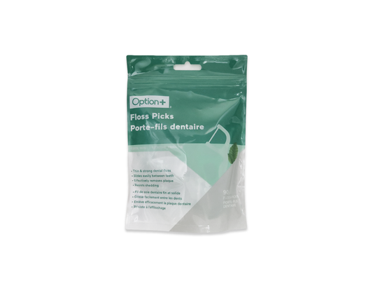 Option+ Dental Floss Picks - 90 Picks product packaging