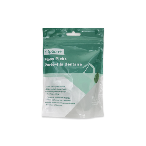 Option+ Dental Floss Picks - 90 Picks product packaging