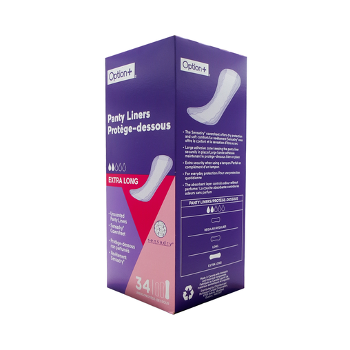 Option+ Extra Long Unscented Panty Liners - 34 Liners alternate product view 3