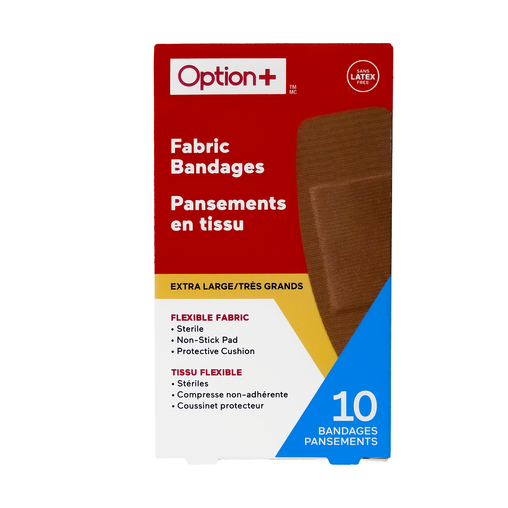 Option+ Extra Large Flexible Fabric Bandages, 10 x 5 cm - 10 Bandages current product packaging