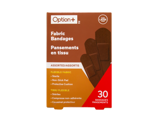 Option+ Fabric Bandages, Assorted Skin Tone - 30 Bandages current product packaging