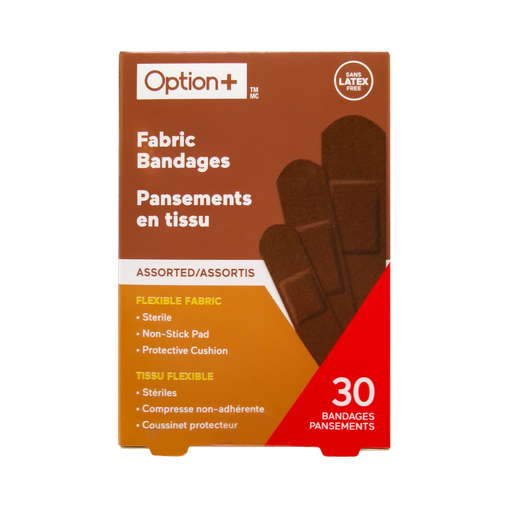 Option+ Fabric Bandages, Assorted Skin Tone - 30 Bandages current product packaging