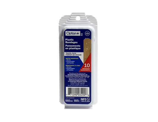 Option+ Plastic Bandages Travel Pack - 10 Bandages current product packaging