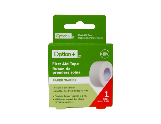 Option+ Paper First Aid Tape, 2.5 cm x 9.1 m - 1 Roll current product packaging