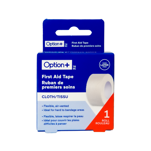 Option+ Cloth First Aid Tape, 2.5 cm x 9.1 m - 1 Roll current product packaging