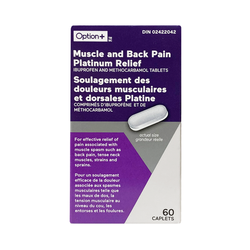 Option+ Muscle & Back Pain Platinum Relief - 60 Caplets product packaging