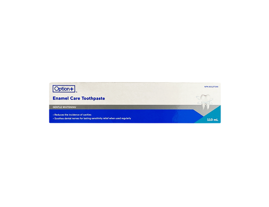 Option+ Enamel Care Toothpaste, Gentle Whitening - 110 mL product packaging
