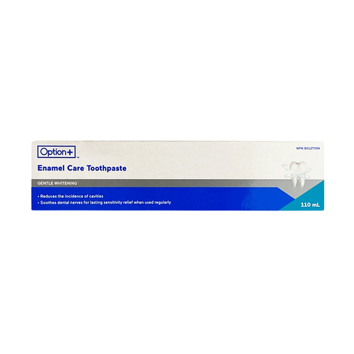 Option+ Enamel Care Toothpaste, Gentle Whitening - 110 mL product packaging