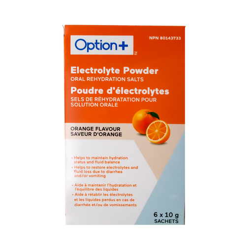 Option+ Electrolyte Powder, Orange Flavour - 6 x 10 g Sachets alternate product view 2