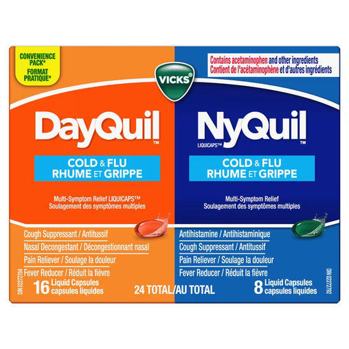 Vicks DayQuil and NyQuil Cold & Flu Relief Liquid Capsules, 24 Count