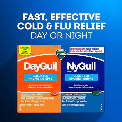 Vicks DayQuil and NyQuil Cold & Flu Relief Liquid Capsules, 24 Count
