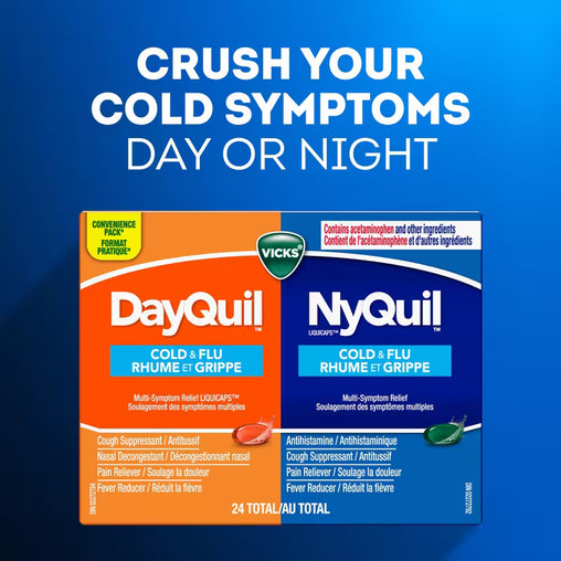 Vicks DayQuil and NyQuil Cold & Flu Relief Liquid Capsules, 24 Count