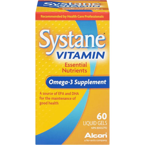 Systane Omega-3 Supplement for Dry Eyes - 60 Liquid Gels current Canadian product packaging