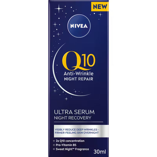 Nivea Q10 Anti-Wrinkle Night Repair Ultra Recovery Serum, 30 mL