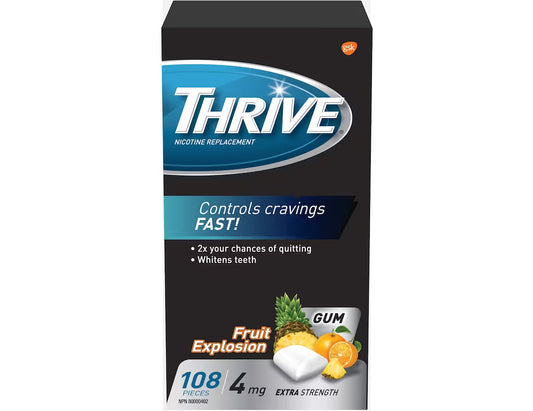 Thrive Nicotine Replacement Gum, 4mg Extra Strength, Fruit, 108 Count