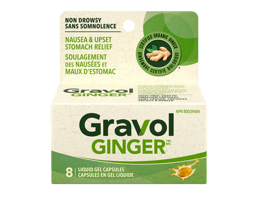 Gravol Ginger Liquid Gel Capsules, 8 ct