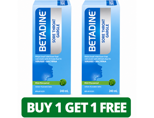 Betadine Sore Throat Gargle Mint Flavoured - 240 mL (2-Pack, Total: 480 mL)