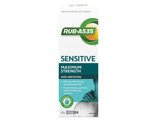 Rub A535 Sensitive Maximum Strength Pain Relief Cream - 60 g product packaging