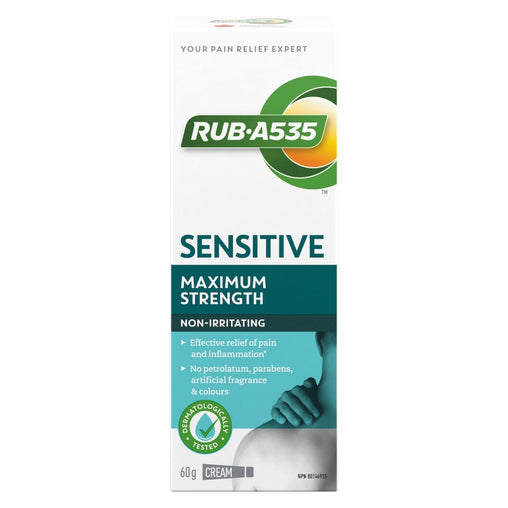Rub A535 Sensitive Maximum Strength Pain Relief Cream - 60 g product packaging